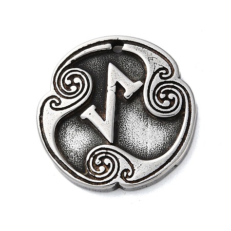 Rune Letters Alloy Pendants PALLOY-S193-01AS-13-1