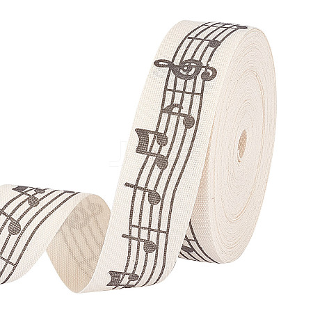 Musical Note Print Polyester Ribbon OCOR-WH0091-25-1