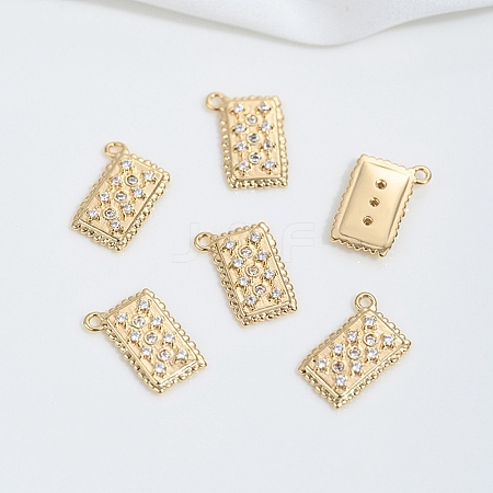 Brass Micro Pave Cubic Zirconia Charms KK-P337-03E-G-1
