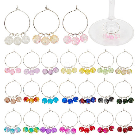 48Pcs 24 Colors Brass Wine Glass Charms AJEW-GO00002-1