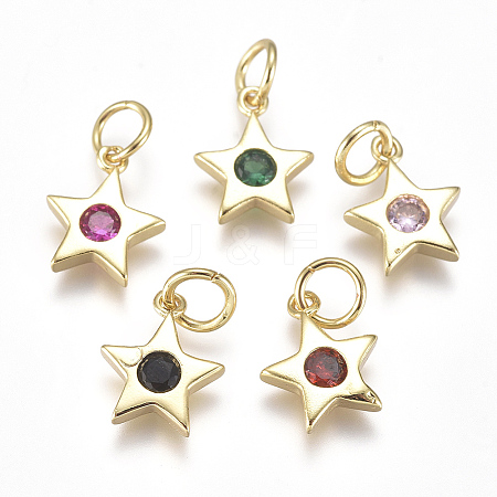 Brass Micro Pave Cubic Zirconia Charms X1-ZIRC-F111-09G-1