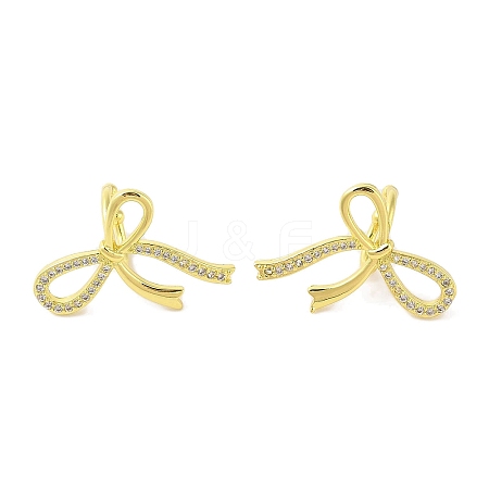 Bowknot Brass Cuff Earrings EJEW-I305-60G-1