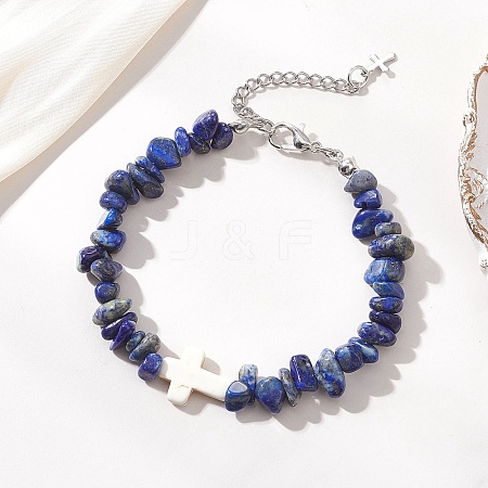 Natural Lapis Lazuli & Synthetic Turquoise Beaded Bracelets for Women BJEW-JB13230-1