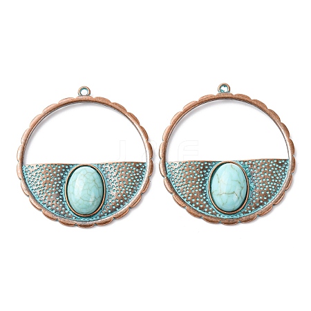 Alloy with Synthetic Turquoise Pendants FIND-B055-01F-1