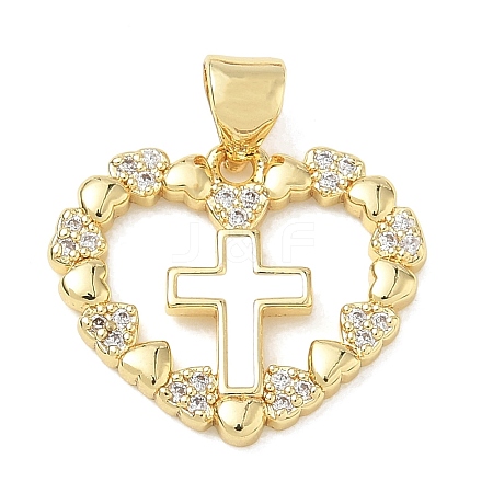 Religion Cross Brass Micro Pave Clear Cubic Zirconia Pendants CU-CBA83A6-03F-G02-1