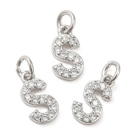 Brass Micro Pave Grade AAA Cubic Zirconia Charms ZIRC-P067-11P-S-NR-1