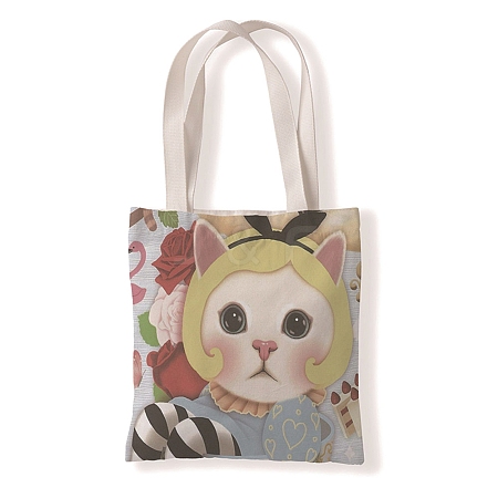 Cat Pattern Canvas Women's Tote Bags PW-WGA189E-14-1