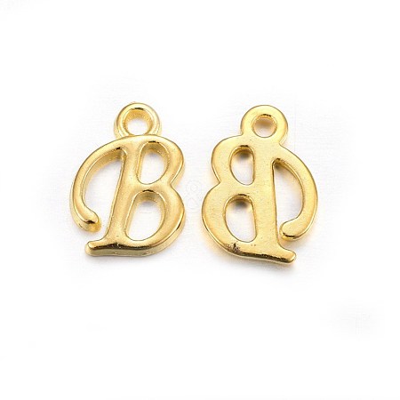 Golden Plated Alloy Letter Pendants PALLOY-J718-01G-B-1