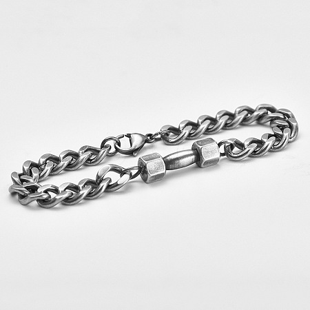304 Stainless Steel Cuban Link Chain Bracelets for Men FS-WGF5D74-05-1