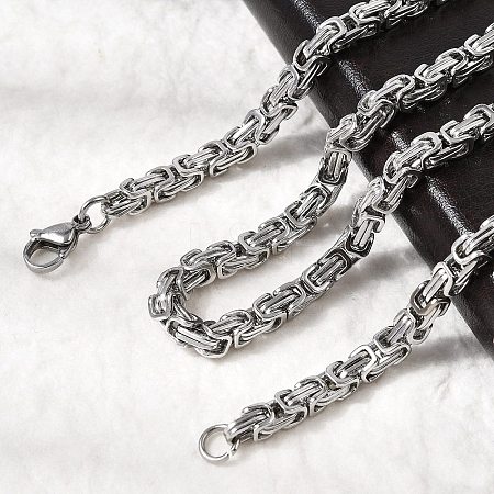 Non-Tarnish 201 Stainless Steel Byzantine Chain Necklaces NJEW-V0313-02-1