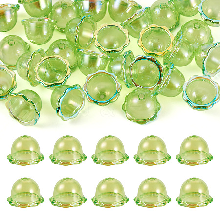30Pcs UV Plating Acrylic Bead Caps PACR-TA0001-17E-1