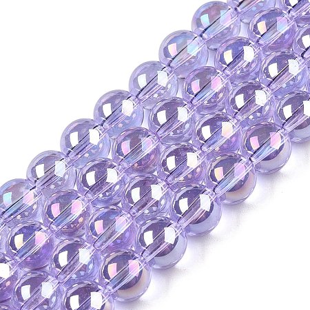 Electroplate Transparent Glass Beads Strands X-GLAA-T032-T8mm-AB01-1