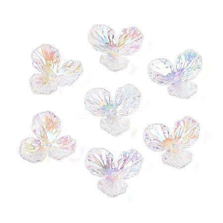 UV Plated Rainbow Acrylic Bead Caps OACR-N158-01-1