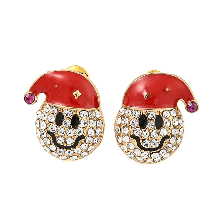 Christmas Alloy Crystal Rhinestone Stud Earrings for Women LS-EJEW-M256-01B-G-1