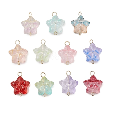 Star Gradient Color Baking Paint Transparent Glass Connector Charms PALLOY-JF03275-01-1