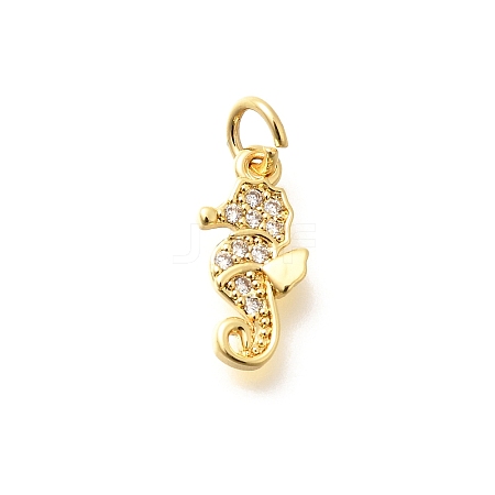 Brass Micro Pave Clear Cubic Zirconia Charms KK-Q040-04A-G-1