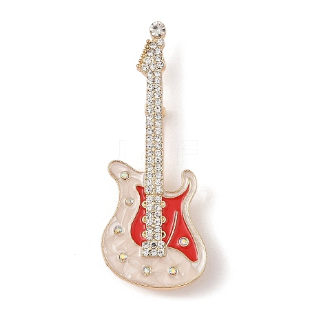 Guitar Alloy Rhinestone Musical Instruments Brooches JEWB-S023-03B-1