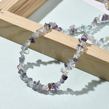 Natural Colorful Fluorite Chip Beaded Necklaces for Men Women NJEW-G159-01P-1