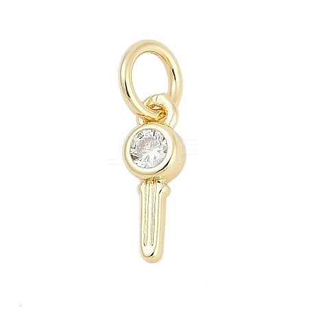 Brass Micro Pave Clear Cubic Zirconia Charms KK-G522-02G-1