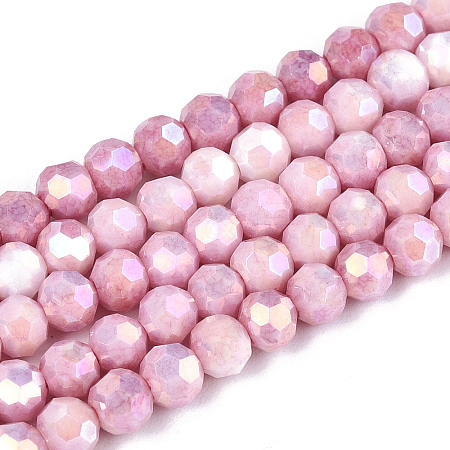 Anti-Tarnish Electroplate Glass Beads Strands EGLA-T021-4mm-15-02-1