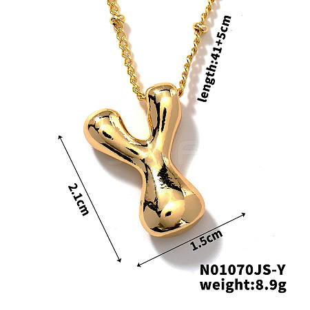 Simple and Stylish Brass Letter Pendant Satellite Chain Necklaces for Women Men GF2554-25-1