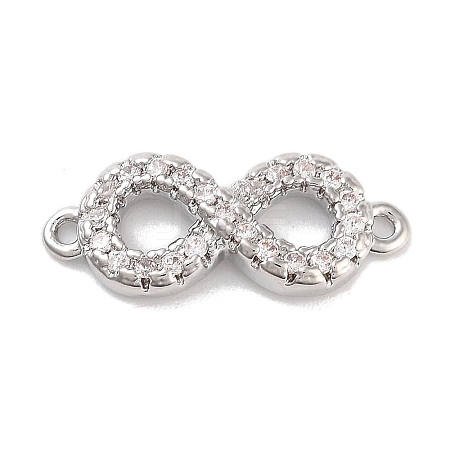 Brass Pave Clear Cubic Zirconia Infinity Connector Charms KK-M293-46P-1