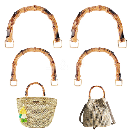 WADORN 4Pcs 2 Style Plastic Imitation Bamboo Bag Handles FIND-WR0007-63-1