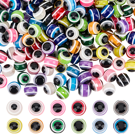 240Pcs 12 Colors Evil Eye Resin Beads RESI-PA0001-09-1