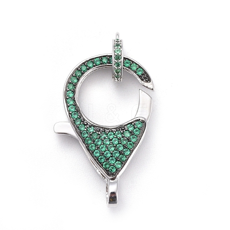Brass Micro Pave Cubic Zirconia Lobster Claw Clasps ZIRC-K081-95P-04-1