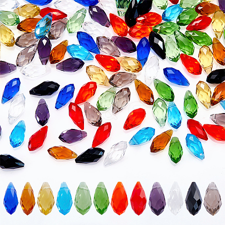 AHADERMAKER 100Pcs 10 Colors Transparent Glass Beads GLAA-GA0001-37-1