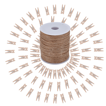 100Pcs Natural Wooden Craft Pegs Clips AJEW-SP0003-48B-1