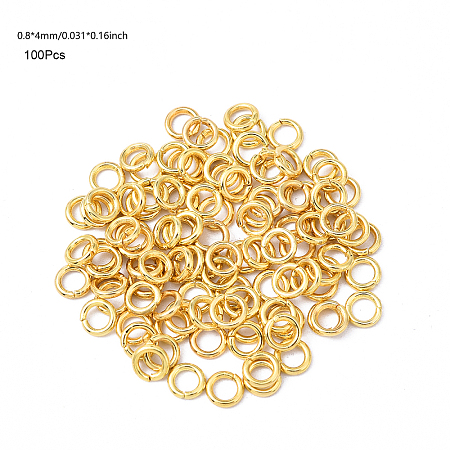 100Pcs 304 Stainless Steel Open Jump Rings STAS-YW0004-0.8x4-G-1