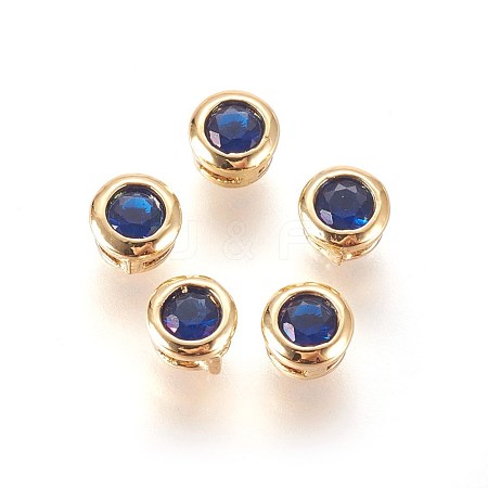 Brass Cubic Zirconia Pendants ZIRC-L075-02B-G-1