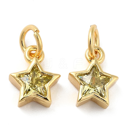 Brass Cubic Zirconia Charms FIND-Z005-02A-1