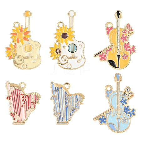 12Pcs 6 Styles Alloy Enamel Pendants ENAM-FS0002-58-1