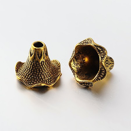 6-Petal Tibetan Style Alloy Bead Caps X-PALLOY-N0113-05AG-1