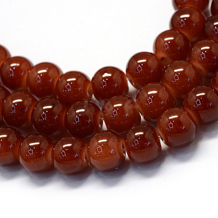 Baking Paint Imitation Jade Glass Round Bead Strands LS-DGLA-Q021-8mm-11-1