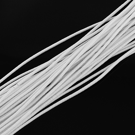  Jewelry Beads Findings Elastic Cord, with Fibre Outside and Rubber Inside, White, 4.0mm; about 100m/bundle