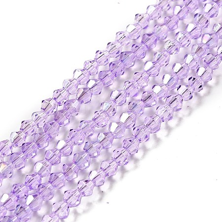 Transparent Electroplate Glass Beads Strands EGLA-S056-4mm-23-1