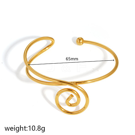 304 Stainless Steel Spiral Geometric Upper Arm Cuff Bangles for Women WG66983-02-1
