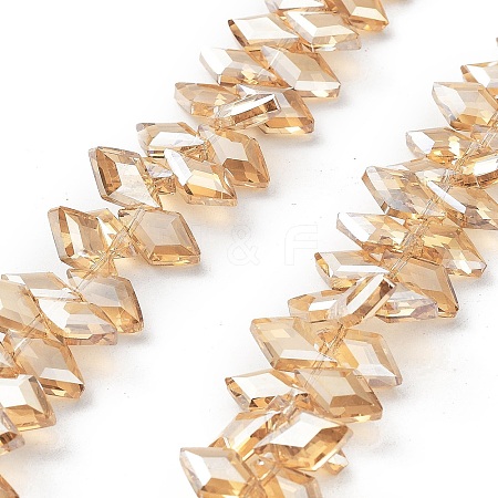 Electroplate Rhombus Glass Beads Strands EGLA-A036-12A-PL02-1