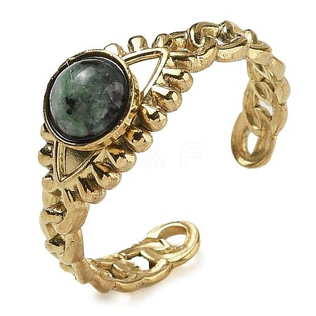 Natural African Turquoise(Jasper) Finger Rings RJEW-U027-01G-10-1