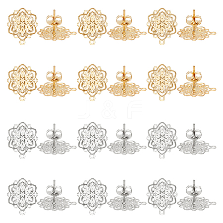 Unicraftale 24Pcs 2 Colors 304 Stainless Steel Stud Earring Findings STAS-UN0040-80-1