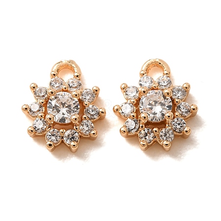 Brass Micro Pave Clear Cubic Zirconia Charms CU-CBAEC99-24G-1