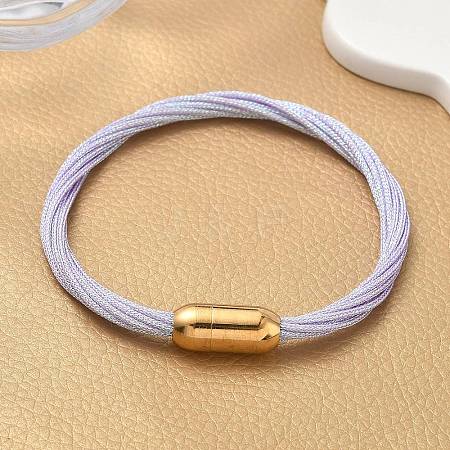 304 Stainless Steel with Polyester Metallic Cord Bracelets for Women BJEW-Z145-01G-27-1