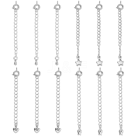 12Pcs 4 Styles Brass Curb Chain Extender KK-HS0015-33P-1