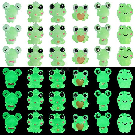 36Pcs 6 Styles Frog Luminous Resin Display Decorations RESI-SZ0003-45-1