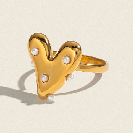Heart 304 Stainless Steel Finger Rings for Women QD7769-1