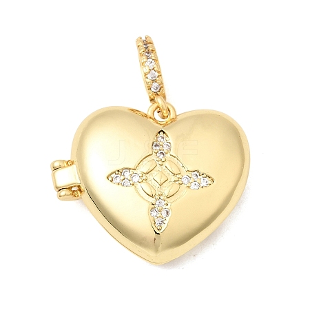 Brass Micro Pave Clear Cubic Zirconia Locket Pendants KK-H267-028A-05-1
