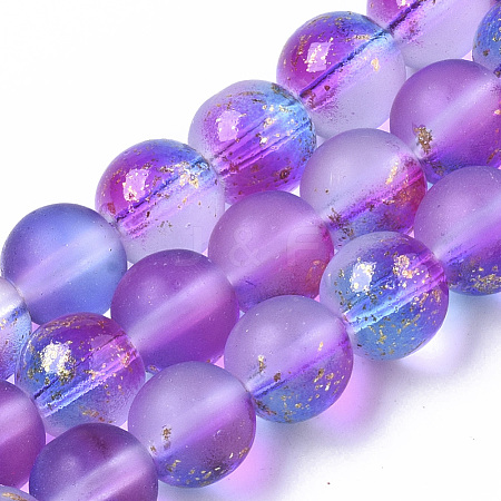 Frosted Spray Painted Glass Beads Strands X-GLAA-N035-03C-C03-1